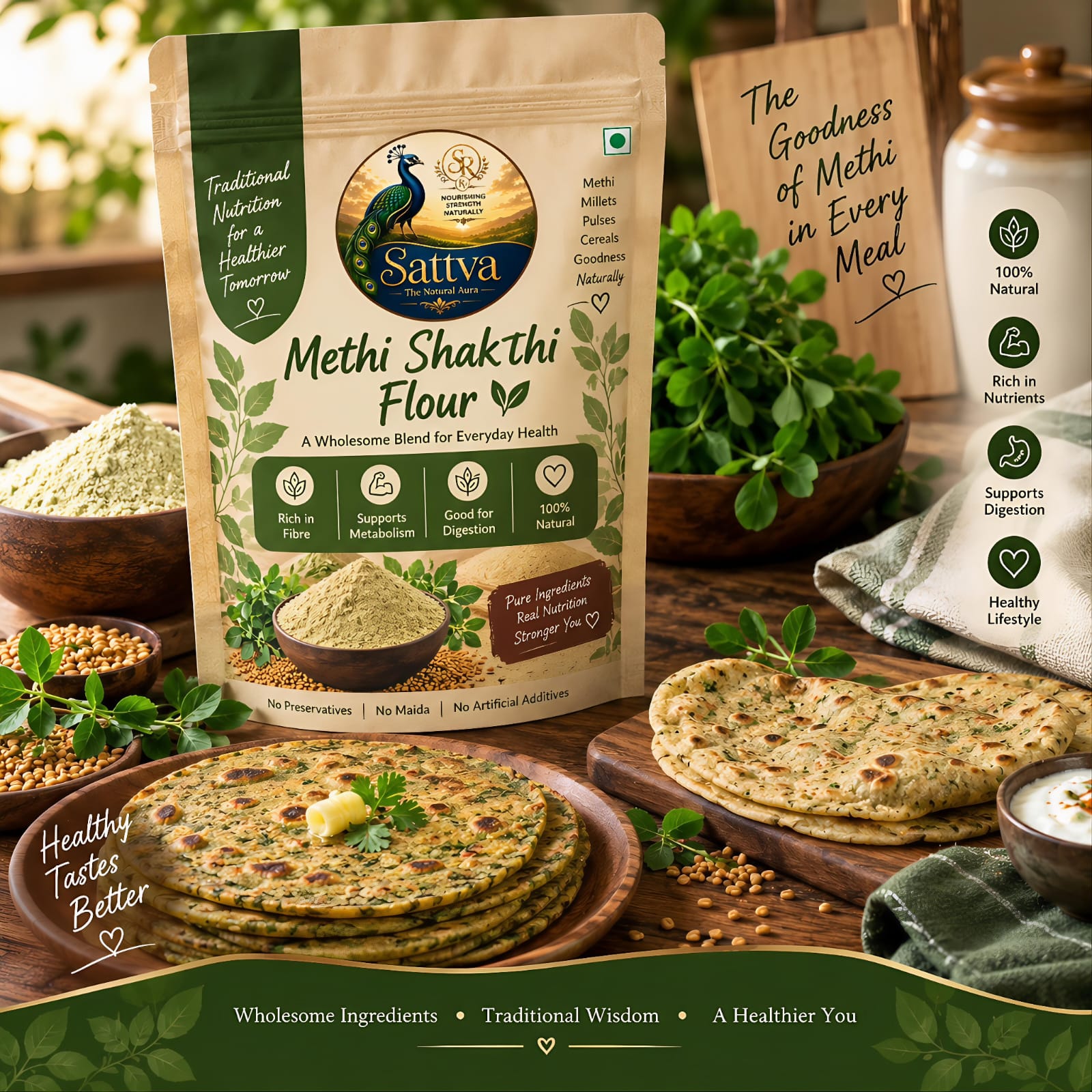 Sattva_The Natural Aura Methi Shakthi Flour